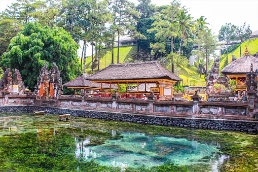 In September 2015, tourists were visiting Tirta Empul temple in Bali in Indonesia.