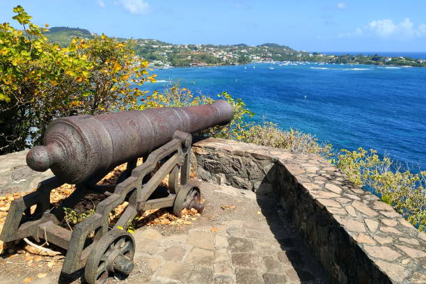 Old cannon at Fort Duvernette, Saint vincent Old cannon at Fort Duvernette, Saint vincent saint vincent and the grenadines stock pictures, royalty-free photos & images