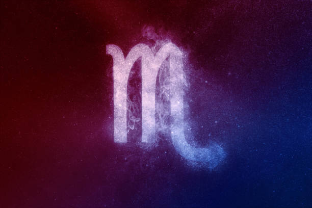 Scorpio Zodiac Sign Red Blue. Abstract night sky background