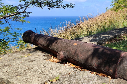 Old cannon at Pigeon island, Saint vincent