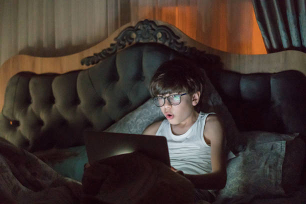 istock Teenage Boy Using Laptop In Bed At Night 1264553704