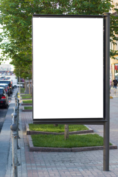istock Outdoor billboard. Blank white advertisement on the street. 1264554567