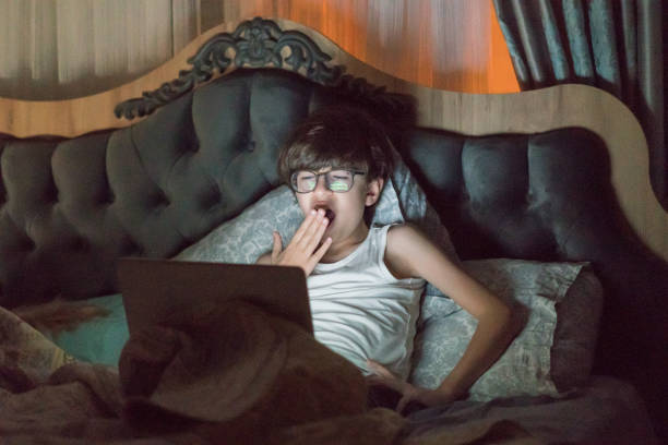 istock Teenager sleeping in front of a computer on a bed 1264554916