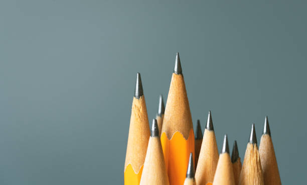 Lots of Yellow pencils standing with their nibs up Pencil, Pen, Bunch, Corporate Business, Drawing - Activity yellow pencil close up stock pictures, royalty-free photos & images