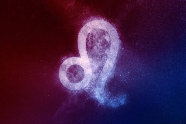 istock Leo Zodiac Sign Red Blue. Abstract night sky background 1264560451