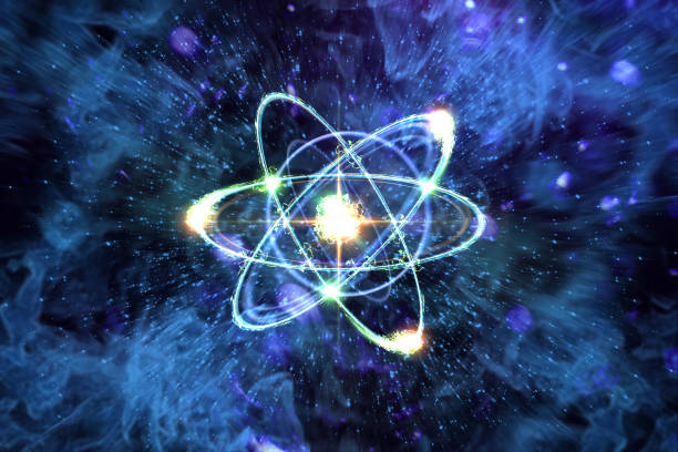illustration 3d de particule atomique - atome photos et images de collection