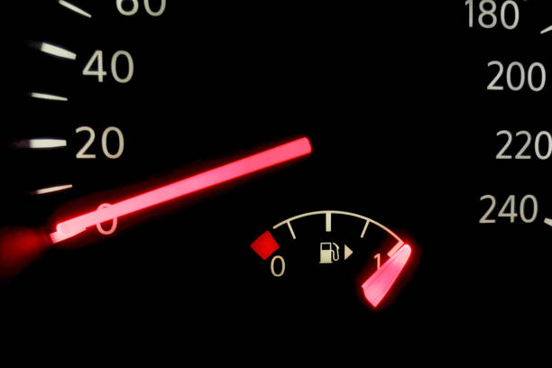 Half full. Fuel gauge.