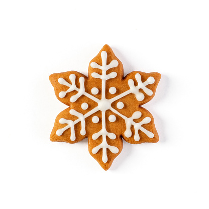 Decorated gingerbread star isolated on white background