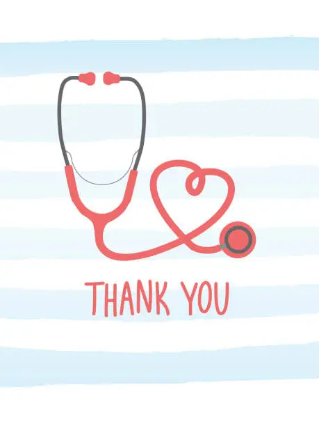 Vector illustration of Simple vector Thank You appreciation card to the healthcare workers, nurses, doctors, hospital workers.