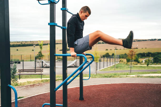 istock Teenage boy training outside. 1264566651