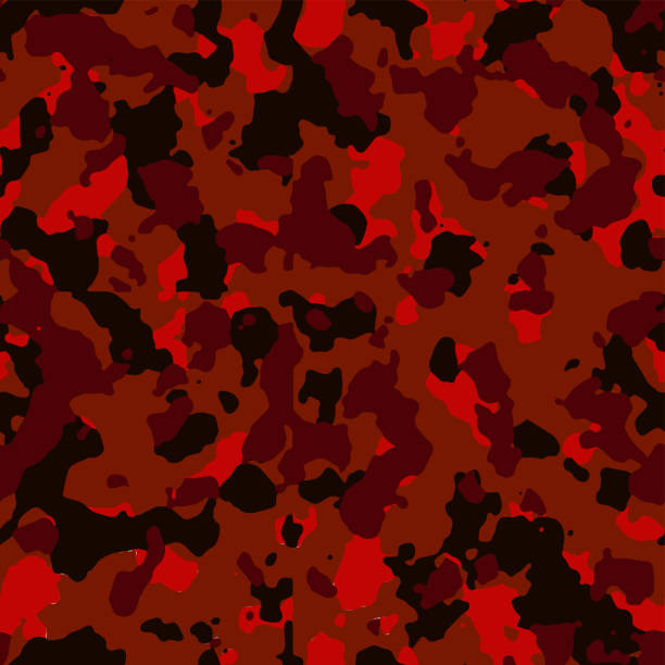 Seamless camouflage texture skin pattern vector for military textile. Usable for Jacket Pants Shirt and Shorts. Full seamless camouflage texture skin pattern vector for military textile. Usable for Jacket Pants Shirt and Shorts. Dirty army camo masking design for hunting fabric print and wallpaper. red camouflage pattern stock illustrations
