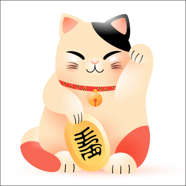 마네키 네코 고양이 - money cat stock illustrations