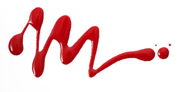 istock Red color nail vanish in abstract shape 1264581113