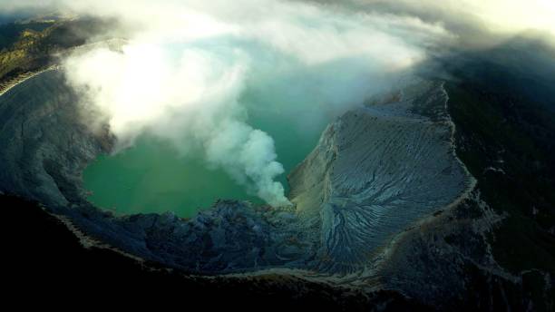 istock aerian photo inside a big volcano which is erupting 1264585234
