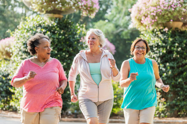 istock Multi-ethnic senior women exercising together 1264588411