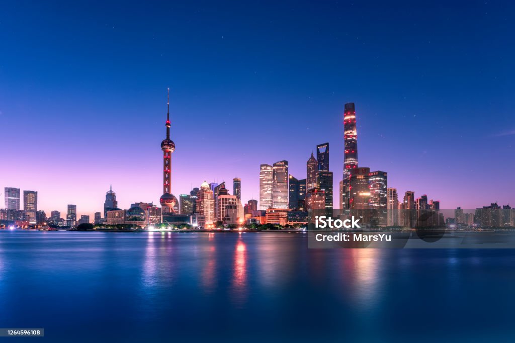Panoramic skyline of Shanghai Shanghai Skyline at Dawn Shanghai Stock Photo