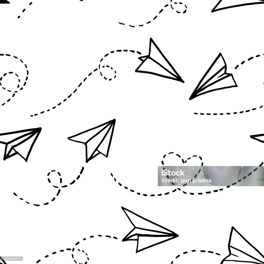 Mô Hình Liền Mạch Của Máy Bay Giấy Trên Nền Trắng Hình minh họa ...