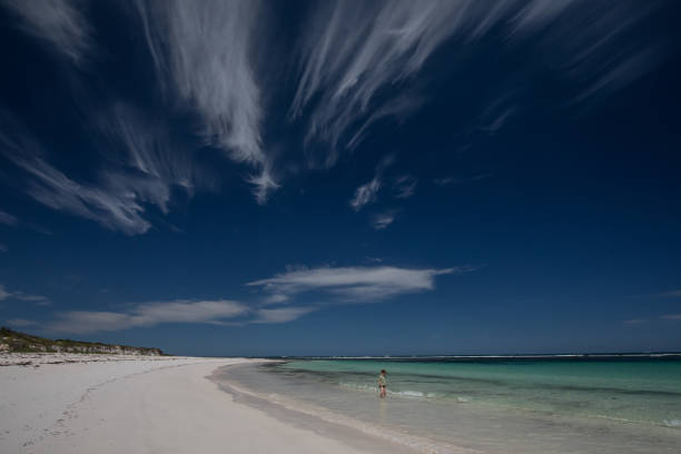 Wide sweeping beach, almost deserted at Hangover Bay, north of Perth, Western Australia