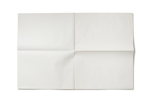 Blank newspaper on white background.with clipping path.