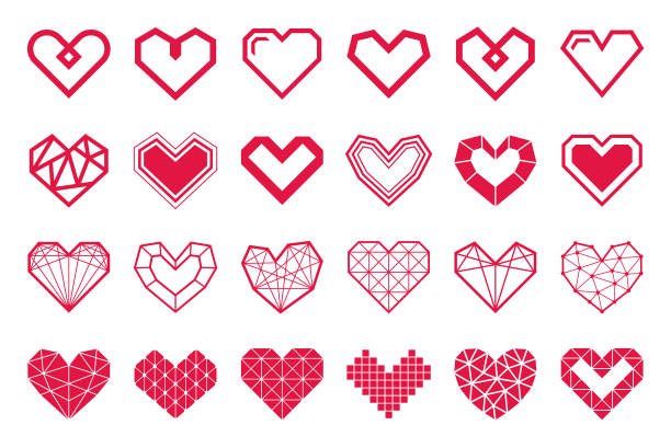 Hearts Geometric vector hearts icons. Different variations and shapes. bad heart stock illustrations