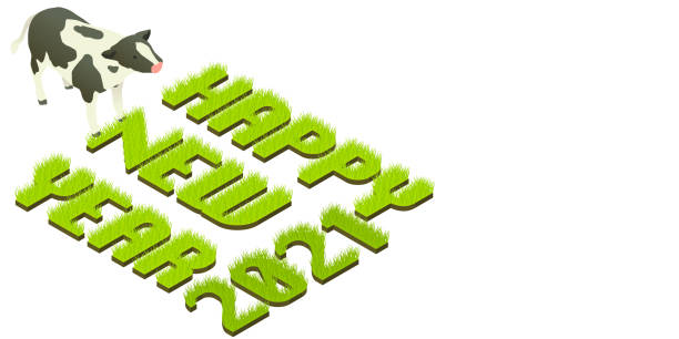 istock New year’s greeting card year of 2021 in Japan, grass typography 1264606339
