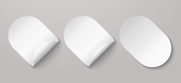 Sticker With Rounded Edges White Round Adhesive Stickers With Curved Edges Empty Note Mockup Ad ...