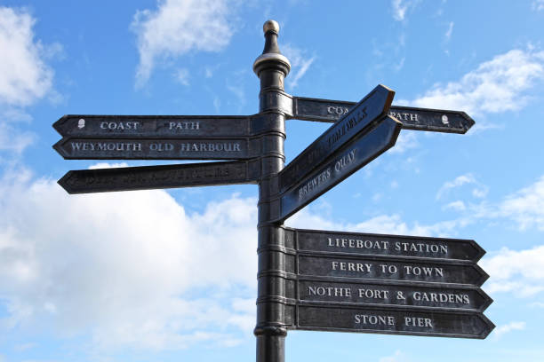 istock Pedestrian signpost in Weymouth, Dorset, England. 1264608889