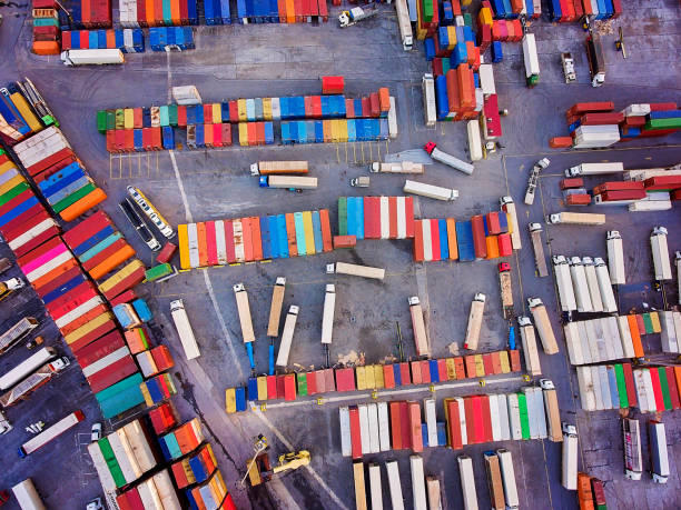 istock Aerial view of a Container harbour 1264613714