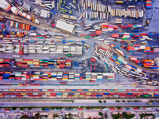 istock Aerial view of a Container harbour 1264613798