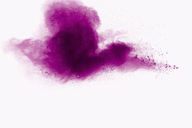 istock Purple color powder explosion on white background.Purple dust particles splash. 1264613880