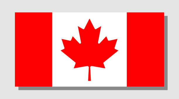 legendary mapple leaf on canadian flag with shadow legendary mapple leaf on canadian flag with shadow canadian flag maple leaf computer icon canada stock illustrations