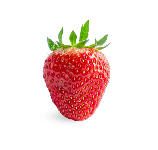 istock Red strawberry is a fresh berry fruit isolated on white background, di cut with clipping path 1264618063