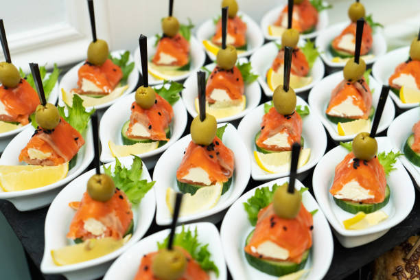 istock Festive buffet table with many snacks and appetizers 1264619343