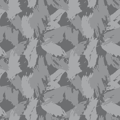 Grey camouflage brush strokes seamless pattern background for fashion prints, graphics, backgrounds and crafts