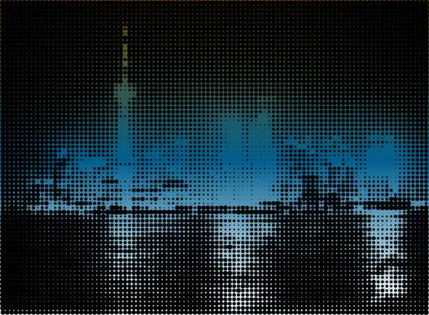 Vector illustration of ShangHai City,Half tone Dots Backgrounds