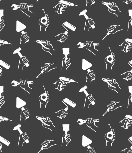 Vector illustration of Hand__tool_icons_pattern_WB