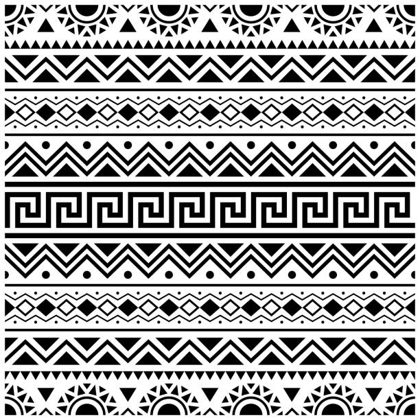 ilustrações, clipart, desenhos animados e ícones de stripe ethnic astetec pattern design. padrão étnico tribal sem emenda - inca