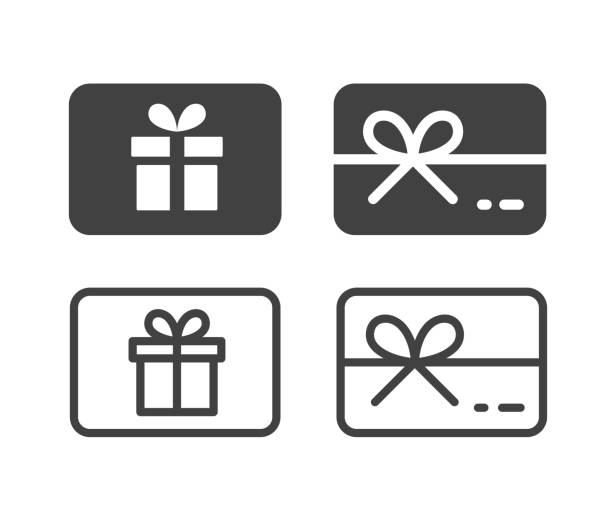 geschenk-karte - illustration icons - giftcard stock-grafiken, -clipart, -cartoons und -symbole