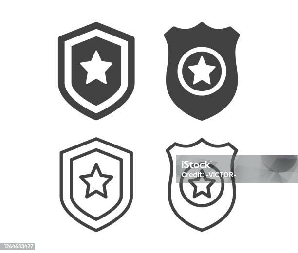 Police Badge Illustration Icons Stock Illustration - Download Image Now - Icon, Shield, Badge