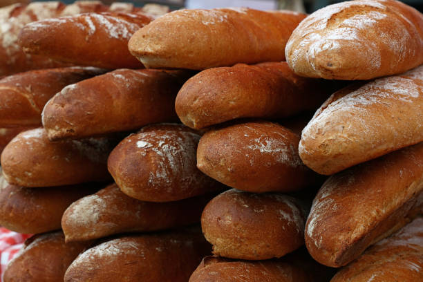 istock Fresh French baguette bread on retail display 1264634458