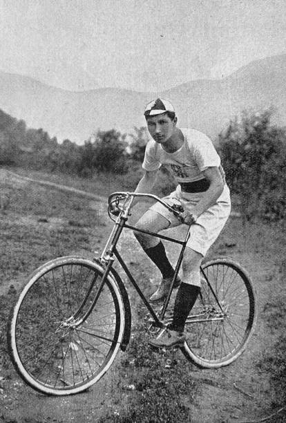 istock Cyclist portrait, sitting on a bicycle, outdoor 1264636907