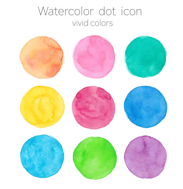 istock Dot icon painted in watercolor.vivid 9 color. 1264639166