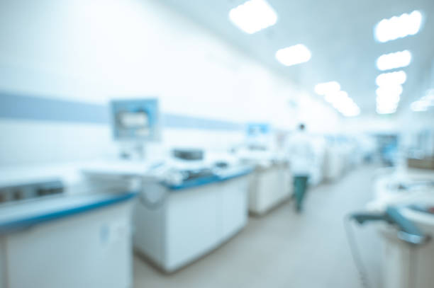 istock Medical laboratory with analyzers. Blur abstract background 1264642755