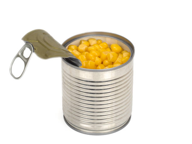 istock sweet corn in metal cans isolated on white background, Top view 1264645212