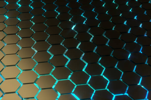 istock Abstract background with hexagons. Futuristic technology honeycomb mosaic. 3D render 1264645722