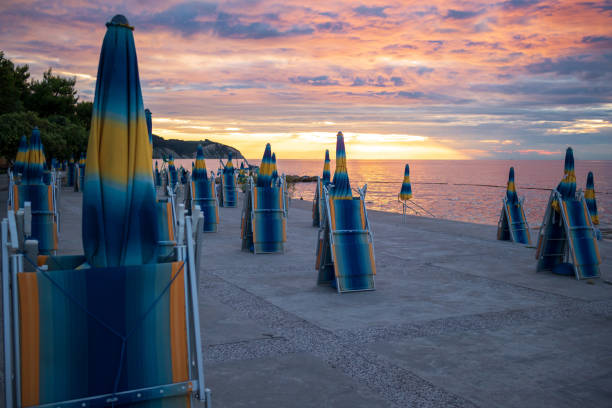 Beautiful beach on a sunset in Izola, Slovenia