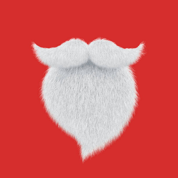 Santa Claus beard and mustache isolated on red Santa Claus beard and mustache isolated on red. Christmas greeting card. 3D rendering beard stock pictures, royalty-free photos & images