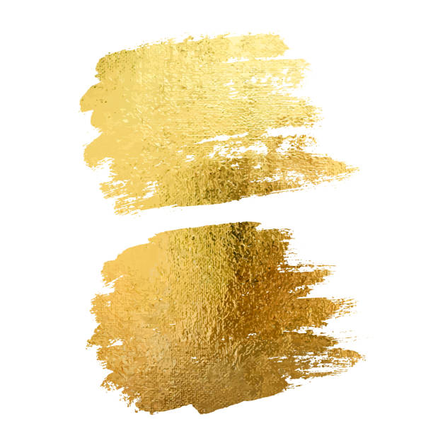 istock Gold paint smear stroke stain set. Abstract gold glitter texture art illustration. 1264647700