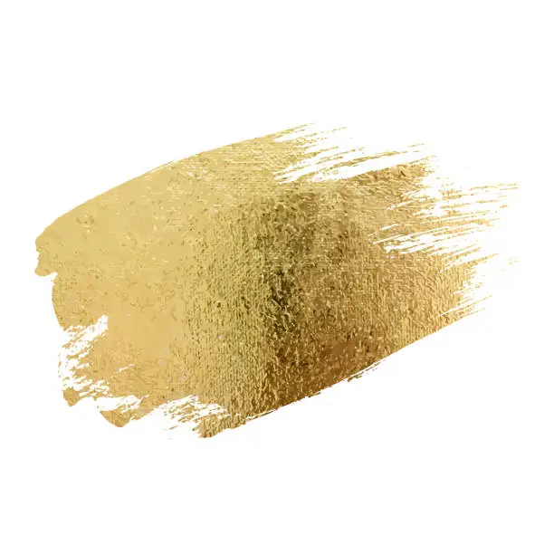 Vector illustration of Gold paint smear stroke stain set. Abstract gold glitter texture art illustration.