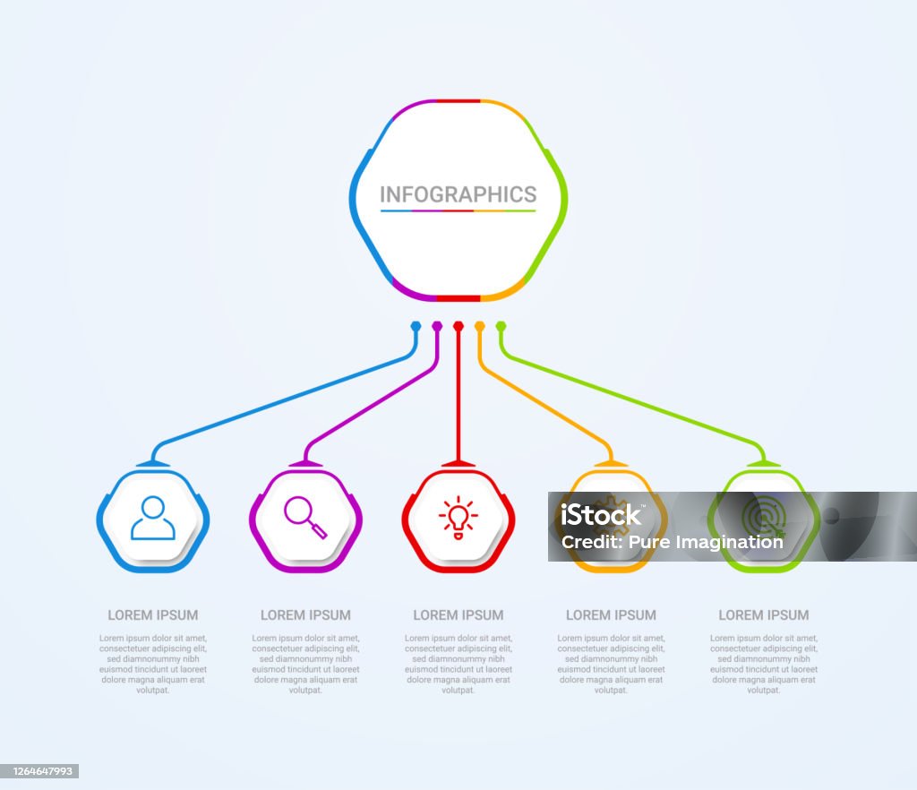 5 Step Visualisation Business Data Visualization Infographic Template With 5 Steps On Blue ...